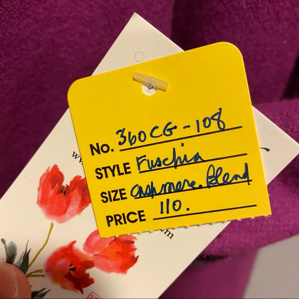 Carol Gildar Designs NEW handmade cashmere blend wrap sweater jacket fuchsia - Picture 9 of 16
